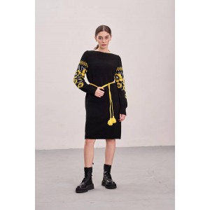 Knitted dress "Flowers" yellow/black